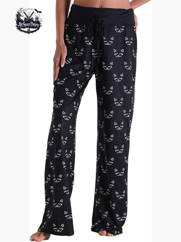 Stretch Floral Print Wide Leg Lounge Pants, High Waist Drawstring, 3x-Large
